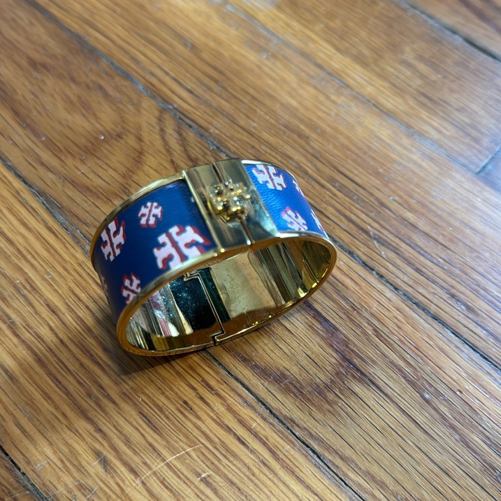Tory Burch Gold Leather Inlay Cuff